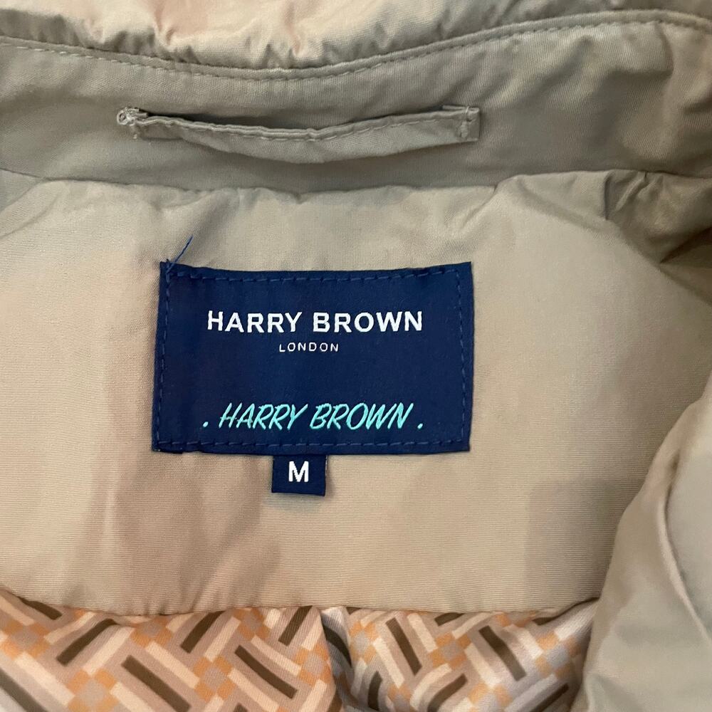Harry Brown Men's Single Breasted Trench Raincoat Coat in Stone | Size M NEW - Picture 4 of 12